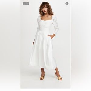 Shopbop/Self Portrait White Taffeta Midi Dress, Size 2